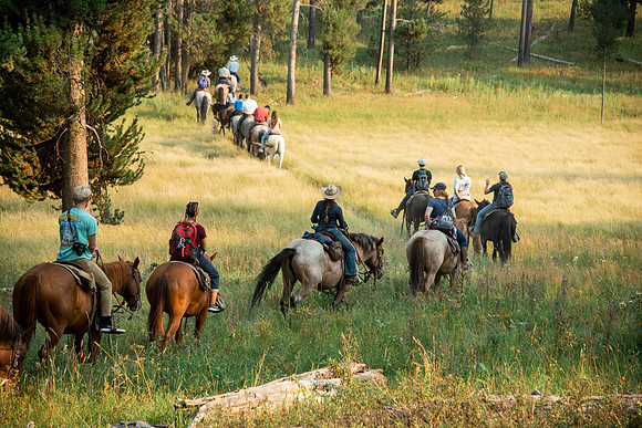 BYUI students go horseback riding at Harriman State Park in the summer of 2021.