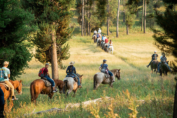 BYUI students go horseback riding at Harriman State Park in the summer of 2021.