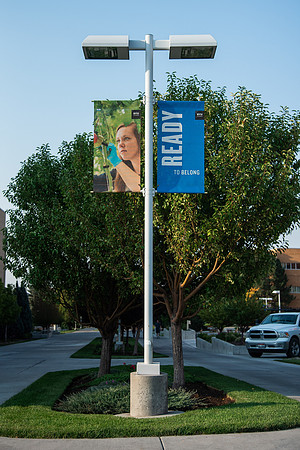 Ready banner outside the Manwaring Center.