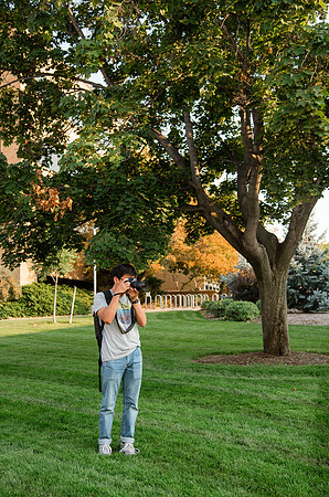 BYUI photography student Francisco Fierro takes photos around campus in the summer of 2021.