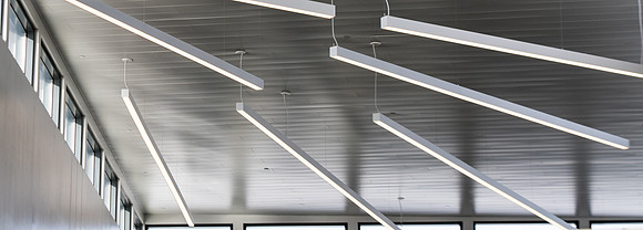 Overhead lights in the STC on campus. Oct 2018