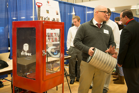 Students present their projects for the Student Research and Creative Works Conference.
