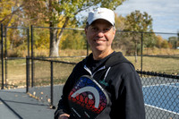 Dinking around playing pickleball for the HR Wellness Video.