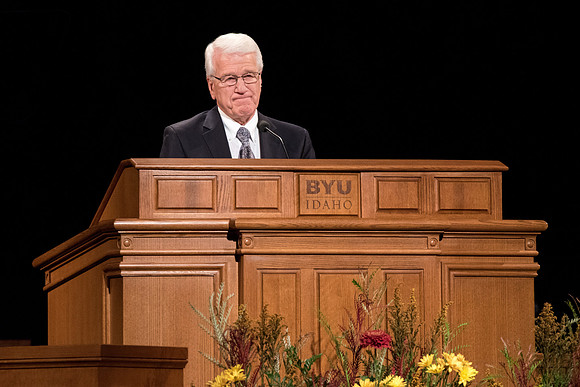 Randy Parkinson, Event Coordinator, speaks at the devotional.