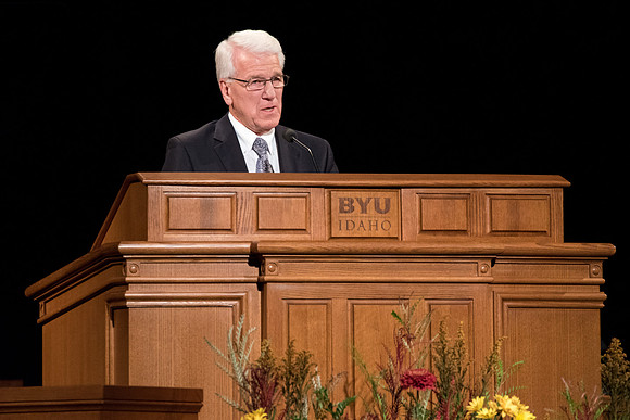 Randy Parkinson, Event Coordinator, speaks at the devotional.