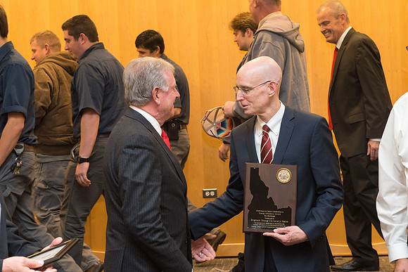 2018 State of Idaho Leadership in Energy Efficiency Award for Buildings presented to Brigham Young University-Idaho by Govenor Butch Otter.