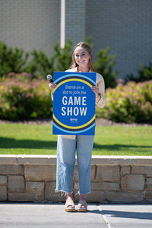 Admissions hosts a game show in the Taylor Quad. Video team behind the scenes.