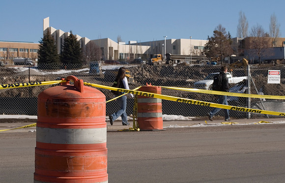 Construction on the Auditorium, later named the BYU-Idaho Center.