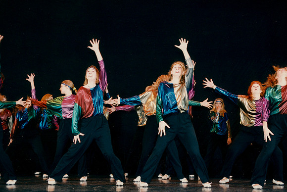 Folk dancers perform.