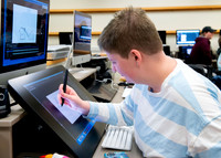 Joshua Abegglen teaching in the character animation class.