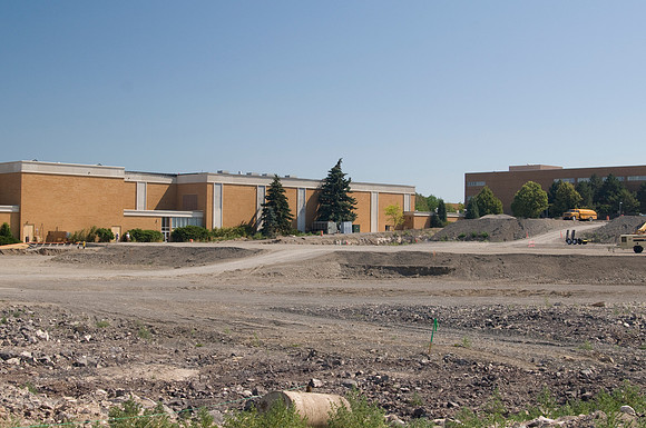 Construction on the Auditorium, later named the BYU-Idaho Center.