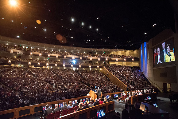 President Henry J. Eyring conducts the devotional.