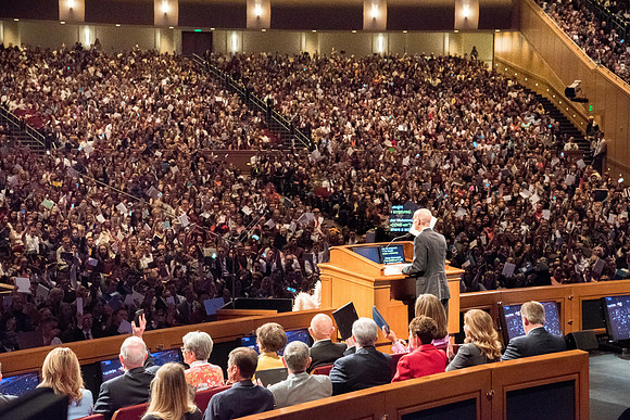 President Henry J. Eyring conducts the devotional.