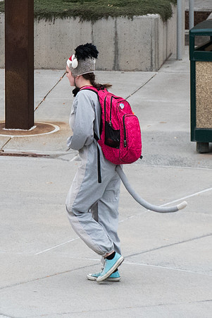 Students dress up costumes for Holloween on campus.