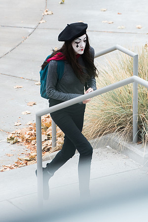Students dress up costumes for Holloween on campus.