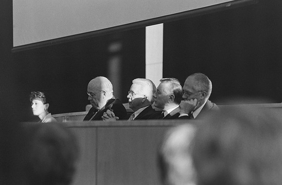 Sister Bednar, Vice Presidents Robert Wilkes, James Smyth, Don Bird, Brent Kinghorn.