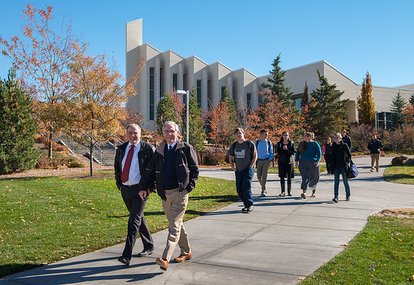 Students gather in the BYU-Idaho Center for a devotional with President Dallin Oaks.