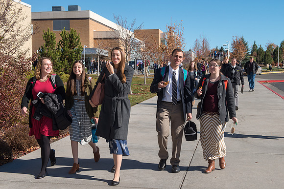 Students gather in the BYU-Idaho Center for a devotional with President Dallin Oaks.