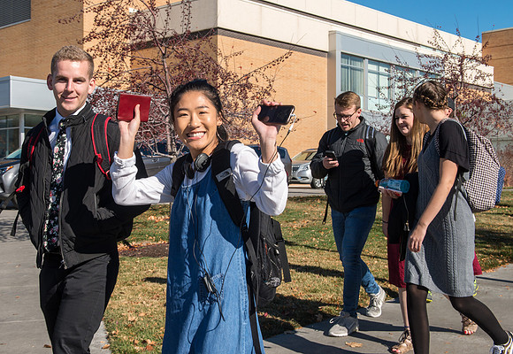 Students gather in the BYU-Idaho Center for a devotional with President Dallin Oaks.