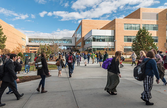 Students depart the BYU-Idaho Center after devotional with Pres. Dallin H. Oaks.