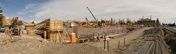 Construction on the Auditorium, later named the BYU-Idaho Center.
