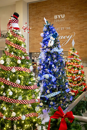 Different departments and faculty decorate christmas trees in the MC.