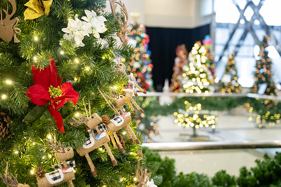 Different departments and faculty decorate christmas trees in the MC.