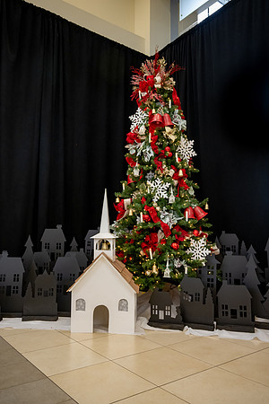 Different departments and faculty decorate christmas trees in the MC.