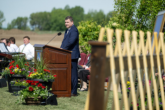 Teton River Temple Groundbreaking ceremony on a beautiful clear morning in North Rexburg, Idaho.