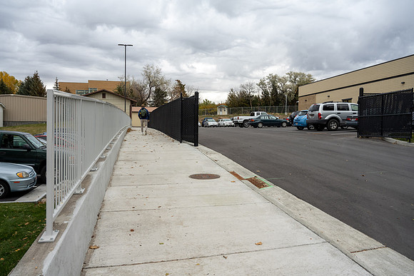 A new sidewalk helps connect the new Engineering Technology Center (ETC) to the Ricks and Benson Buildings.