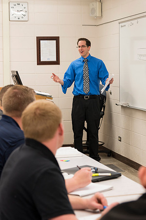 Students in a Civil Engineering class, Reinforced Concrete Design, are taught by Nathan Harris.
