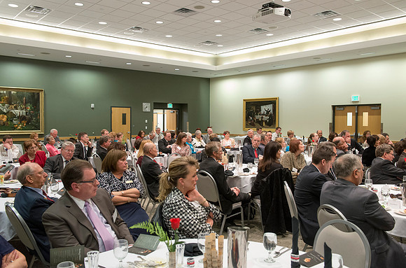 Eliza R. Snow Award members and guest enjoy an evening of god food and entertainment honoring Rick and Cheryl Hansen for their service towards the Arts.