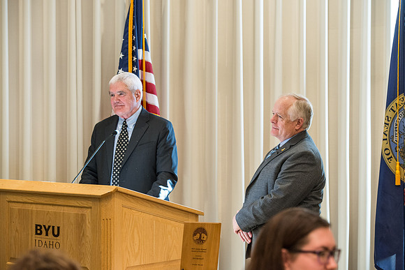 Emeritus Breakfast, Nov 2018, BYU-Idaho Alumni Award of excellence was awarded to Jon Beesley.