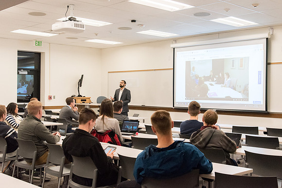 Patrick Vera, employee from Bloomberg company, gave a presentation about this company for students who are interesting in working at there.
