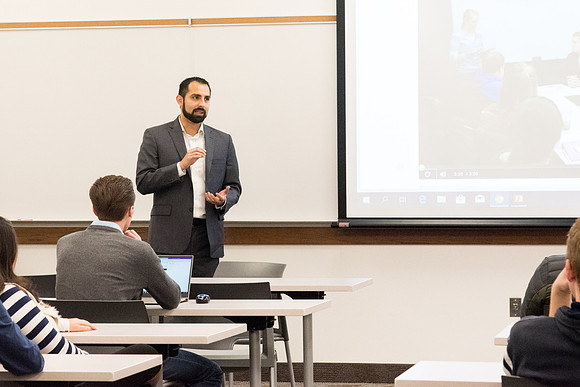 Patrick Vera, employee from Bloomberg company, gave a presentation about this company for students who are interesting in working at there.