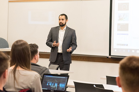 Patrick Vera, employee from Bloomberg company, gave a presentation about this company for students who are interesting in working at there.