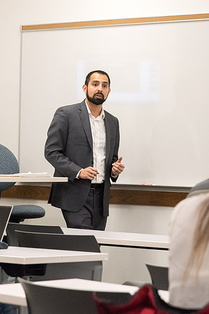 Patrick Vera, employee from Bloomberg company, gave a presentation about this company for students who are interesting in working at there.