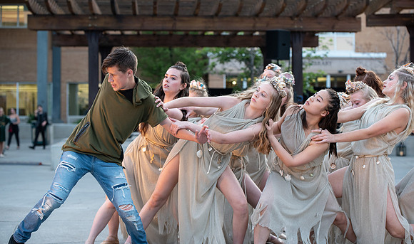 "Pan" performed by SALT Contemporary Dance, BYU-I, and the local community in the McKay library quad.
