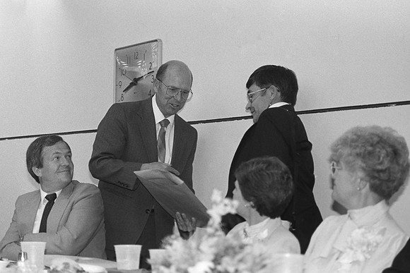 Dean Sorensen and faculty member