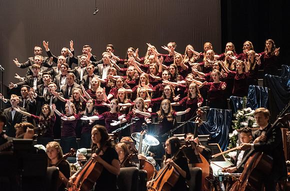 BYU-I choirs, orchestra, and dancers, along with Brian Stokes Mitchell, perform the 8th annual Christmas Concert, filling the room with the Christmas spirit. December 2018