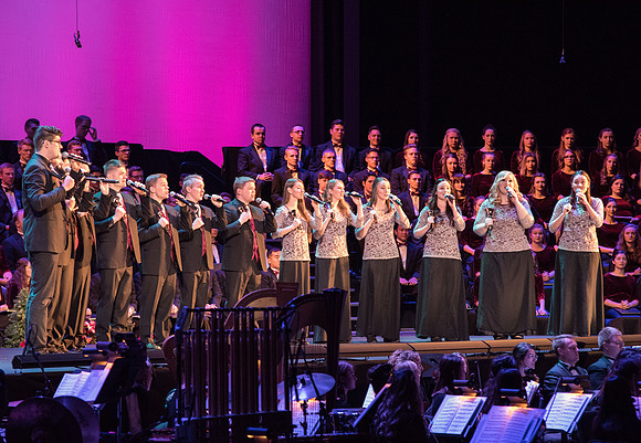 BYU-I choirs, orchestra, and dancers, along with Brian Stokes Mitchell, perform the 8th annual Christmas Concert, filling the room with the Christmas spirit. December 2018