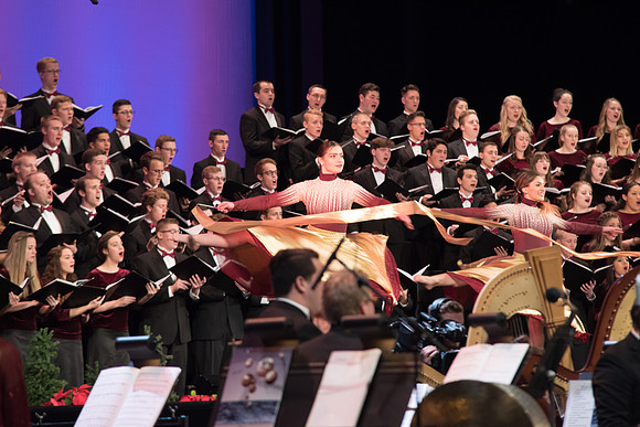 BYU-I choirs, orchestra, and dancers, along with Brian Stokes Mitchell, perform the 8th annual Christmas Concert, filling the room with the Christmas spirit. December 2018