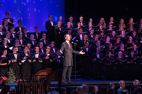 BYU-I choirs, orchestra, and dancers, along with Brian Stokes Mitchell, perform the 8th annual Christmas Concert, filling the room with the Christmas spirit. December 2018