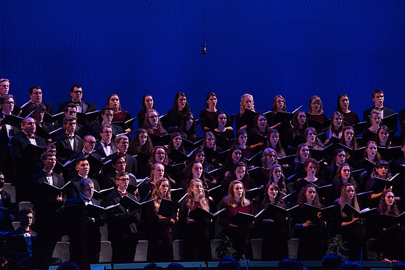 BYU-I choirs, orchestra, and dancers, along with Brian Stokes Mitchell, perform the 8th annual Christmas Concert, filling the room with the Christmas spirit. December 2018