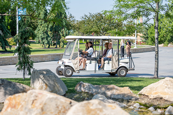 Admissions gives tour of campus on golf cart