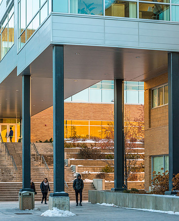 The Skywalk connects the Manwaring Center to the McKay Library.