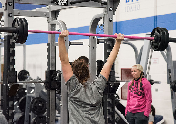 Students compete against one another throughout various X-Fit challenges in the Fitness Center.