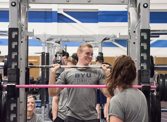 Students compete against one another throughout various X-Fit challenges in the Fitness Center.