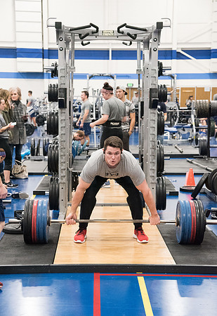 Students compete against one another throughout various X-Fit challenges in the Fitness Center.