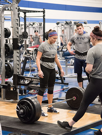 Students compete against one another throughout various X-Fit challenges in the Fitness Center.